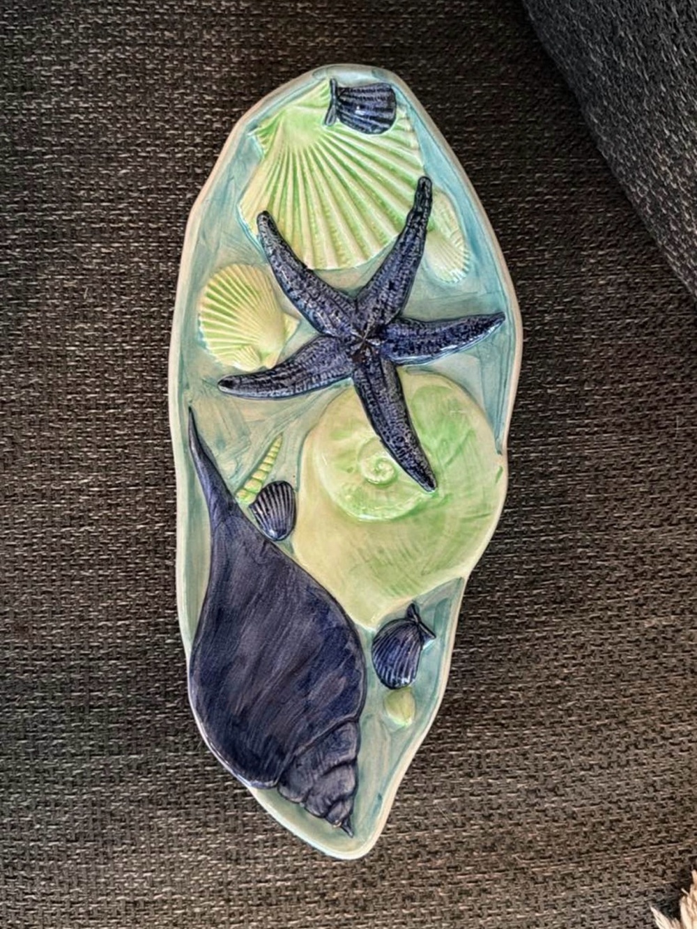 Handcrafted Blue and Green Coastal Ceramic Trinket Dish